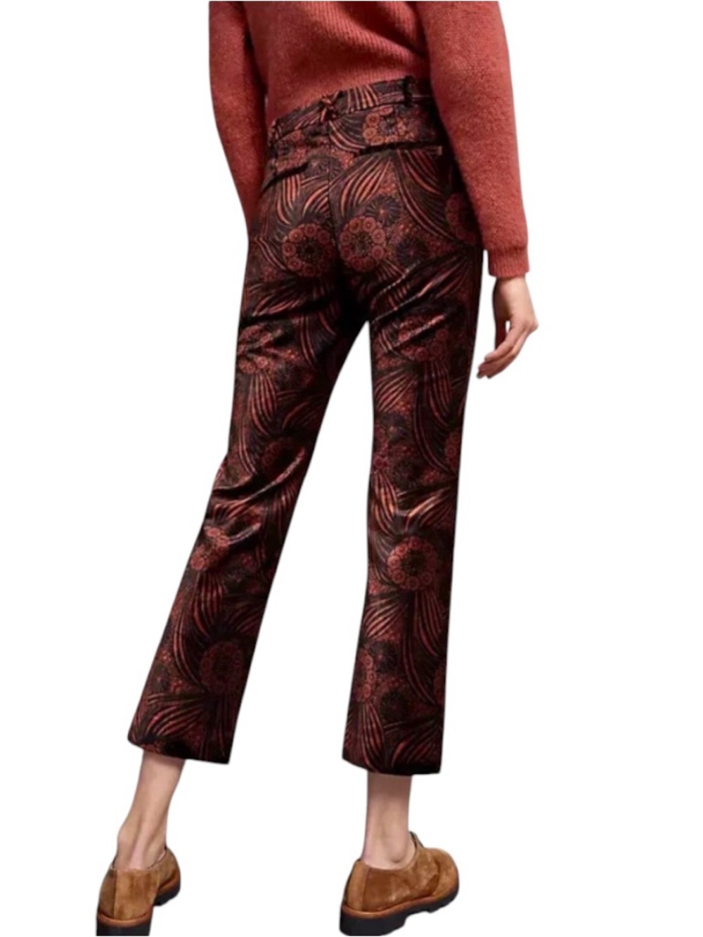 Anthropologie Burnt Orange/Black Essential Velvet Kick Flare Pants (0)